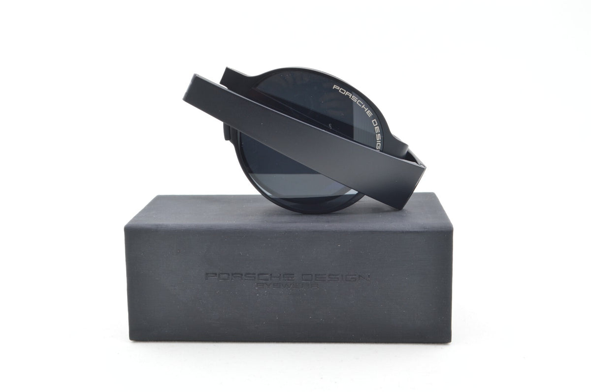 New Authentic Porsche Design P'8592 B Black Titanium Folding Round Sunglasses0