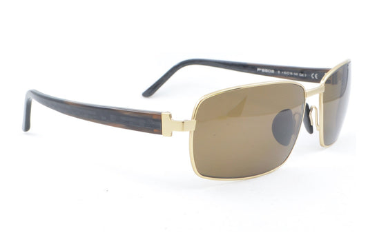 New Authentic Porsche Design P'8902 B Matte Gold Italy Rectangular Sunglasses0