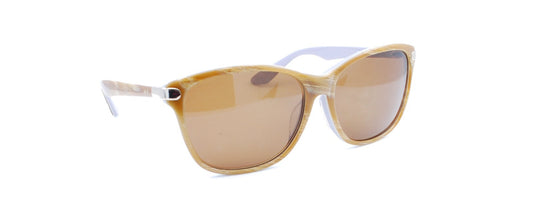 New Authentic agnès b. AB-2822 GV Brown Striped Plastic Rectangular Sunglasses0