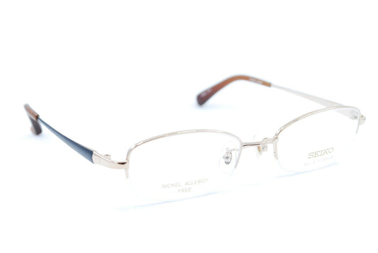 New Authentic SEIKO T922 001 Japan Gold Titanium Half Rim Eyeglasses Frames NOS0