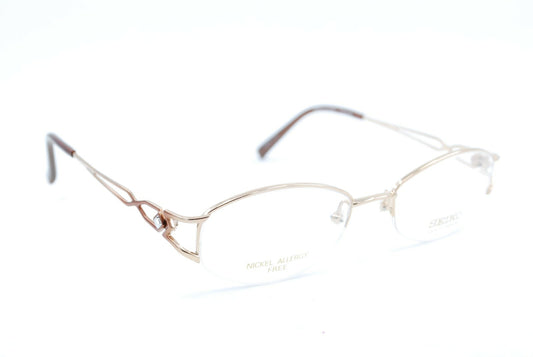 New Authentic SEIKO T0275 C78 Japan Gold Titanium Half Rim Eyeglasses Frames NOS0