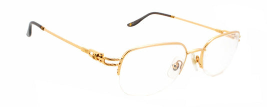 New Alain Delon Paris AD-Topaz C101 22KGP 80s Vintage Gold Half Rim Eyeglasses0