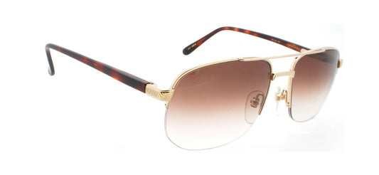 New Solex SY-685 COL.883A Vintage 80s Hong Kong Gold Aviator Half Rim Sunglasses0